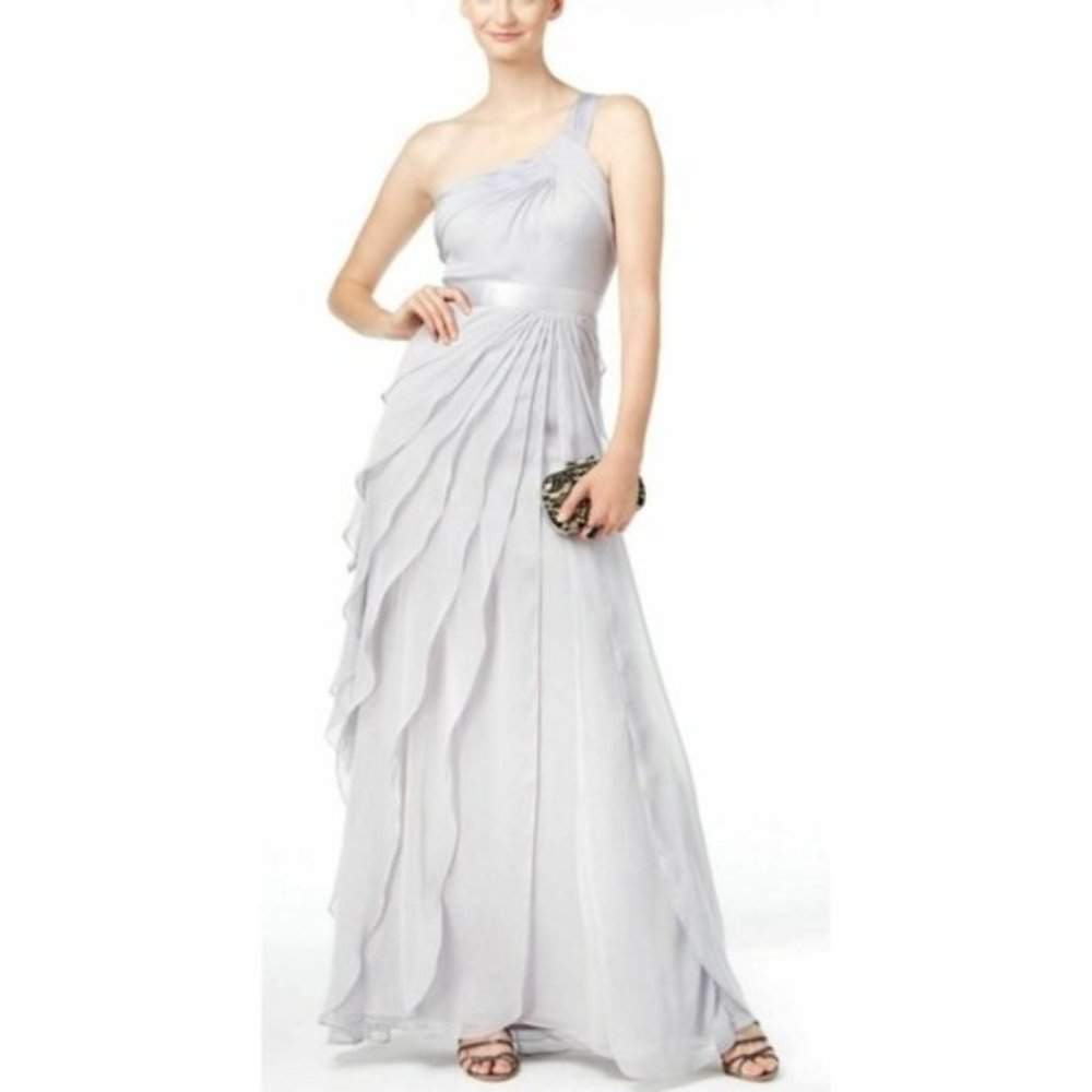 Adrianna Papell One-Shoulder Tiered Chiffon